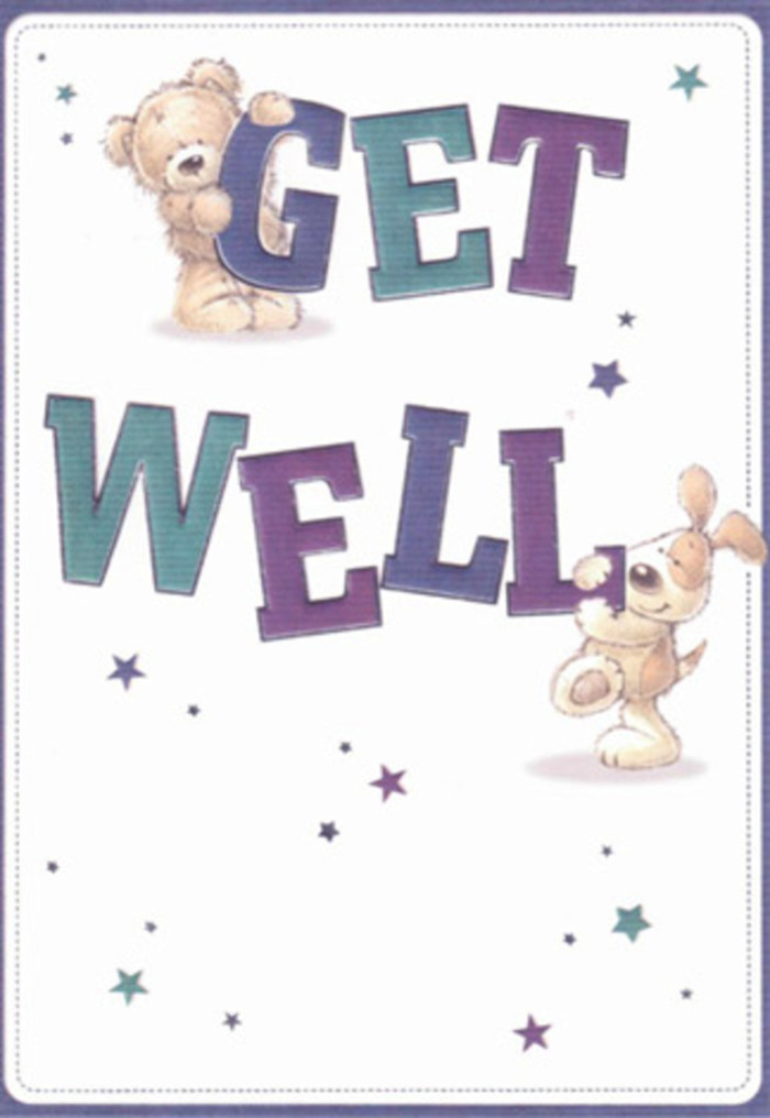 This card radiates gentle optimism, capturing the spirit of hope and encouragement so familiar to those in Uxbridge. A plush bear and a floppy-eared puppy are rendered in friendly detail, both occupying centre stage amidst a sprinkling of starbursts that seem to carry goodwill through the air. The large and confident 'Get Well' typography is shaded in tones of purple and teal, recalling the vibrant flower baskets seen around Uxbridge town centre. Each character's soft fur and velvety ears are delicately textured, nearly tangible-a reminder of the comfort felt when receiving a thoughtful bouquet. The airy white background bathes everything in light, heightening the mood of recovery and serenity one finds visiting St Andrew's Park or local community spaces. Pairing this card with a custom bouquet creates a heartfelt gesture, a shared lift for anyone facing difficult times in the neighbourhood.