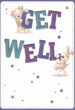 This get well card beams cheerfulness and hope, perfect for sending a touch of comfort across Uxbridge. The illustrated teddy bear and puppy seem to leap from the page, their joyous energy palpable as they balance the outsized, vibrantly coloured 'Get Well' letters. Indigo and teal shades give the text eye-catching appeal against a creamy white backdrop-an effect as uplifting as sunlight in a favourite corner of Fassnidge Park. Scattered stars in blues and purples shimmer throughout the composition, adding a dreamy, magical flair. The texture of the bear's plush fur and the puppy's soft ears evokes that familiar feeling of holding a bouquet prepared by a trusted Uxbridge florist. This card holds not just a kind message, but also a wave of genuine care and comfort-ideal for encouraging recovery or brightening someone's day, wherever in Uxbridge they may be.